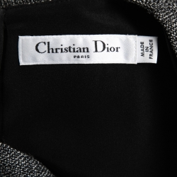 Pre Owned Christian Dior Grey Wool Belted Midi Dress S