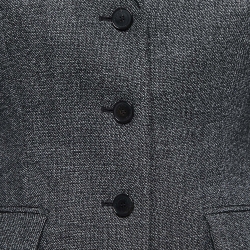 Pre Owned Christian Dior Grey Textured Wool Bar Jacket S