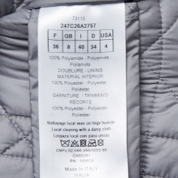 Pre Owned Christian Dior Grey Quilted Technical Taffeta Macrocannage Peacoat Jacket S