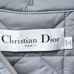 Pre Owned Christian Dior Grey Quilted Technical Taffeta Macrocannage Peacoat Jacket S
