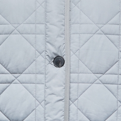 Pre Owned Christian Dior Grey Quilted Technical Taffeta Macrocannage Peacoat Jacket S