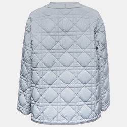 Pre Owned Christian Dior Grey Quilted Technical Taffeta Macrocannage Peacoat Jacket S