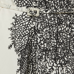 Pre Owned Dior Monochrome Coral Reef Print Cotton Belted Skirt L