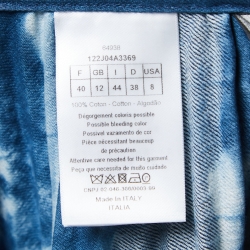 Pre Owned Dior Navy Blue Tie Dye Denim Pleated Midi Skirt M