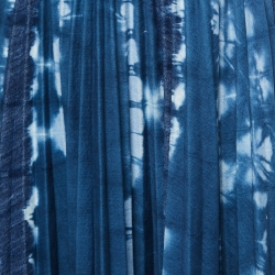 Pre Owned Dior Navy Blue Tie Dye Denim Pleated Midi Skirt M