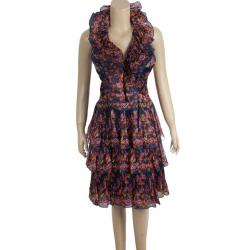 Pre Owned Dior Silk Tiered Evening Dress S