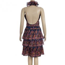Pre Owned Dior Silk Tiered Evening Dress S
