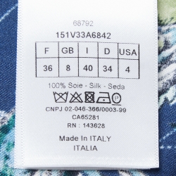 Pre Owned Christian Dior Blue Printed Silk Pajama Top S