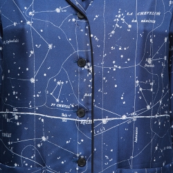 Pre Owned Christian Dior Blue Printed Silk Pajama Top S