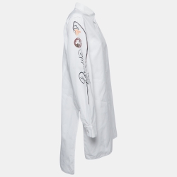 مملوكة  مسبقًا Dior White Cotton PARADISE Printed Full Sleeve Oversized Shirt M