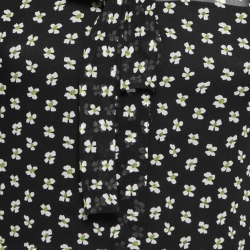 Pre Owned Dior Black Floral Printed Silk Button Front Flared Midi Dress S