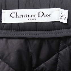 Pre Owned Dior Black Macro Cannage Quilted Synthetic A-Line Midi Skirt M