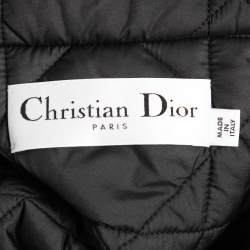 Pre Owned Dior Black Macro Cannage Quilted Synthetic Buttoned Crop Jacket L
