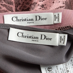 Pre Owned Dior Pink Patterned Lace Dioriviera Midi Skirt L