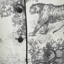 Pre Owned Christian Dior White/Navy Blue Animal Print Silk Pant & Top Set S