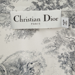 Pre Owned Christian Dior White/Navy Blue Animal Print Silk Pant & Top Set S