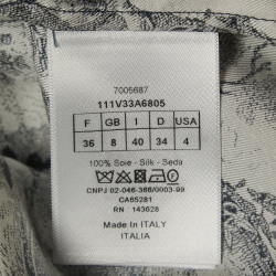 Pre Owned Christian Dior White/Navy Blue Animal Print Silk Pant & Top Set S