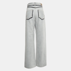 Pre Owned Christian Dior Grey Denim Wide Leg Jeans L