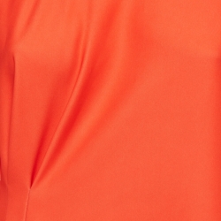 Dior Red/Pink Pleated Crepe Long Sleeve Asymmetrical Dress S