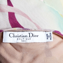 مملوكة مسبقًا Dior Vintage Green/Pink Floral Print Silk Maxi Dress L