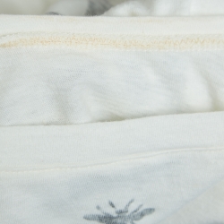 Dior White Printed Cotton and Linen Crew Neck T-Shirt S