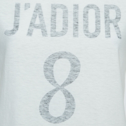 Dior White Printed Cotton and Linen Crew Neck T-Shirt S