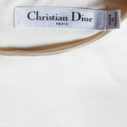 Dior Cream Silk Satin Mesh Trimmed Sleeveless Dress M