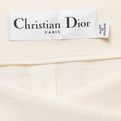 Pre Owned Christian Dior Cream Gabardine Double Breasted Off shoulder Top M