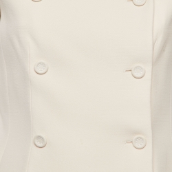 Pre Owned Christian Dior Cream Gabardine Double Breasted Off shoulder Top M