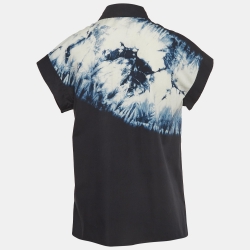 Pre Owned Dior Navy Blue Tie Dye Print Cotton Short Sleeve Shirt S