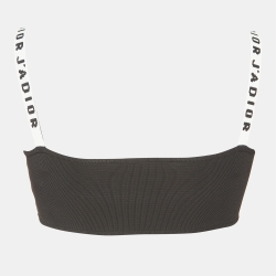 Dior Black Logo Printed Strap Knit Bralette Top XS