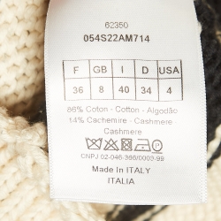 Pre Owned Christian Dior Black/White Stripe Rib Knit Crew Neck Sweater S