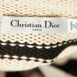 Pre Owned Christian Dior Black/White Stripe Rib Knit Crew Neck Sweater S