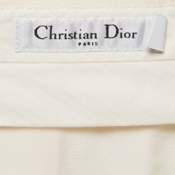 Pre Owned Christian Dior Cream Silk Blend Pencil Skirt S