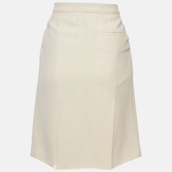 Pre Owned Christian Dior Cream Silk Blend Pencil Skirt S