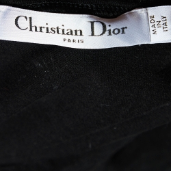 Christian Dior Black Slogan Print Cotton & Linen Crew Neck T-Shirt S
