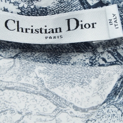 Pre Owned Dior White Toile De Jouy Print Cotton Midi Shirt Dress L