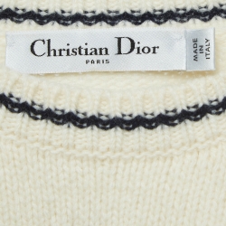 Dior Ecru White Logo Intarsia Wool Sweater Top S