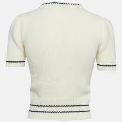 Dior Ecru White Logo Intarsia Wool Sweater Top S