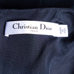 Pre Owned Dior Navy Blue Wool Flared Dress M