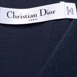 Pre Owned Dior Navy Blue Wool Flared Dress M