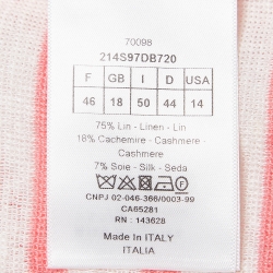 Dior Pink and White Strip Patterned Knit Shoulder Buttoned Top XL 