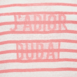 Dior Pink and White Strip Patterned Knit Shoulder Buttoned Top XL 