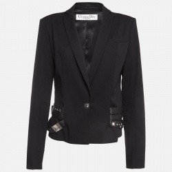 Pre Owned Dior Vintage Black Wool Blend Studded Belt Jacket L