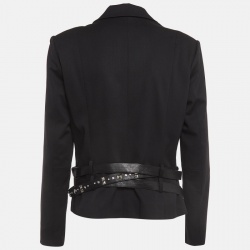 Pre Owned Dior Vintage Black Wool Blend Studded Belt Jacket L