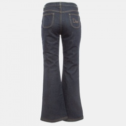 Pre Owned Dior Navy Blue Denim Flared Jeans M Waist 32"