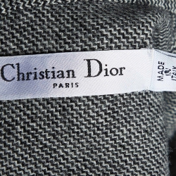 Pre Owned Dior Monochrome Wool Bow Detail Belted Dress M