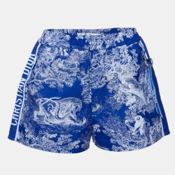 Dior Royal Blue Toile de Jouy Taffeta Shorts M