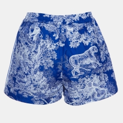Dior Royal Blue Toile de Jouy Taffeta Shorts M