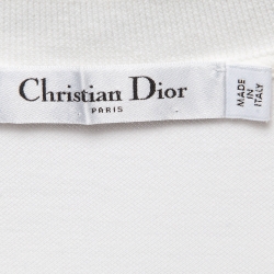 Pre Owned Christian Dior White/Blue Logo Jersey Polo T-Shirt XS